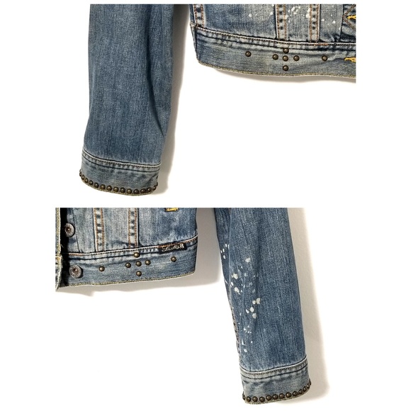 Lucky Brand Studded Distressed Jean Jacket - Picture 7 of 8